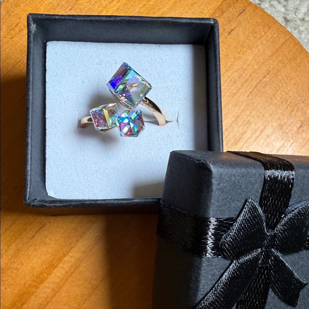 Felicias 925 Silver Iridescent Crystal Ring - Picture 2 of 11